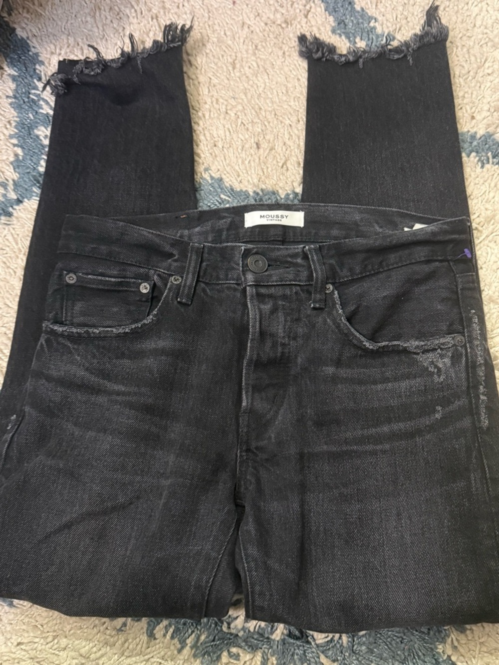 MOUSSY Vintage Japanese Denim Black Distressed Jeans Size 26 Women